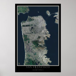 San Francisco California Satellite Karta Poster