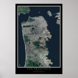 San Francisco California Satellite Karta Poster