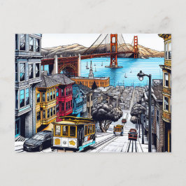 San Francisco, California seriebok konststil Vykort
