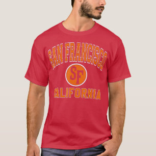 San Francisco California SF Varsity Stil Orange P T Shirt