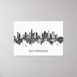 San Francisco California Skyline BW Canvastryck