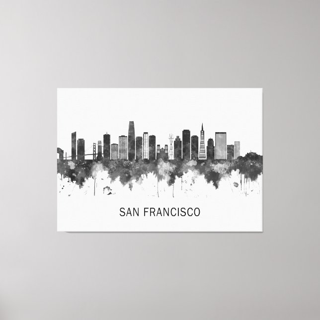 San Francisco California Skyline BW Canvastryck (Framsida)