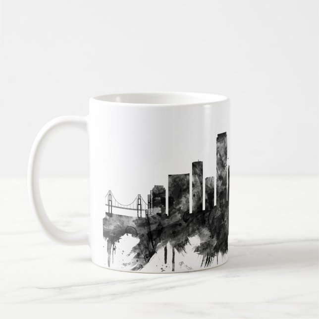 San Francisco California Skyline BW Kaffemugg (Vänster)