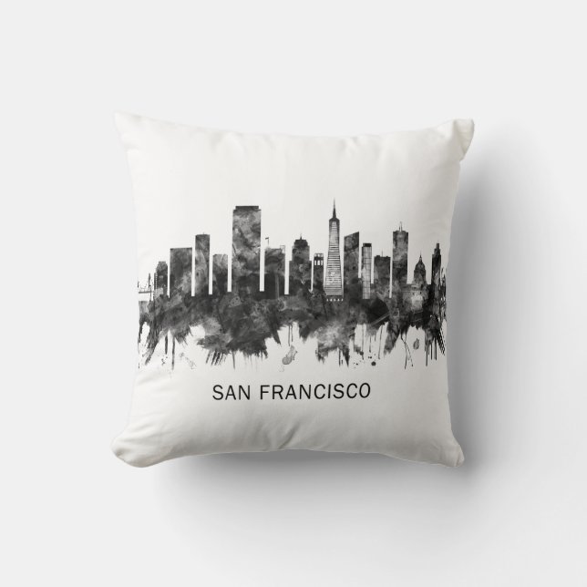 San Francisco California Skyline BW Kudde (Framsida)