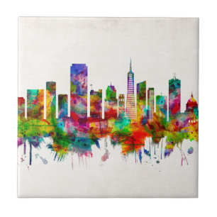 San Francisco California Skyline Kakelplatta