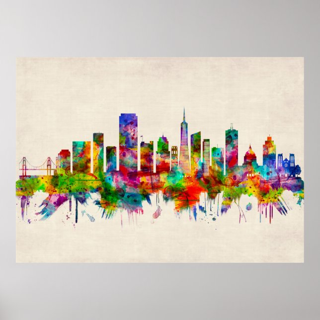 San Francisco California Skyline Poster (Framsidan)