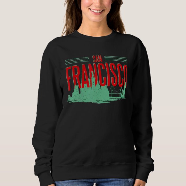 San Francisco California Skyline Silhouette Outlin T Shirt (Framsida)