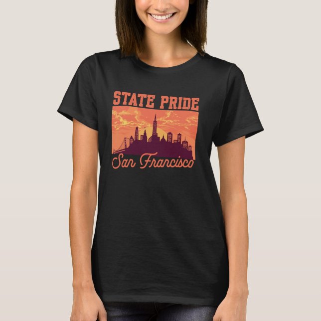 San Francisco California Skyline Smoky Himmel US S T Shirt (Framsida)