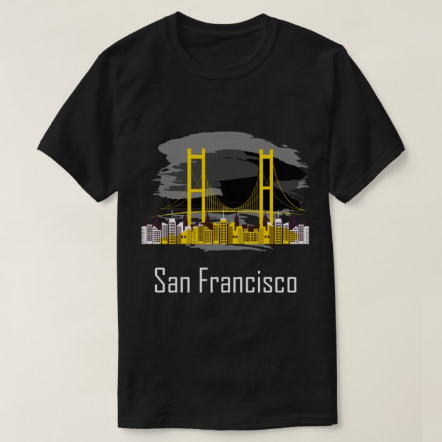 San Francisco California Skyline Souvenir T Shirt (Design framsida)