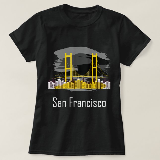 San Francisco California Skyline Souvenir T Shirt (Design framsida)