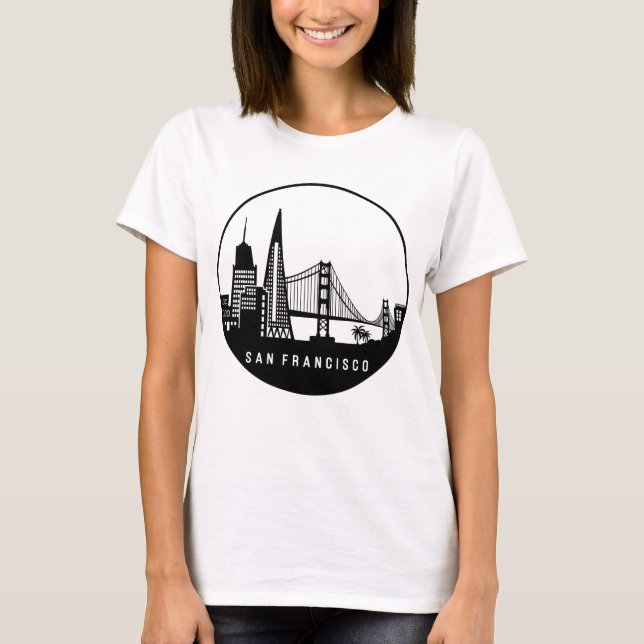 San Francisco California Skyline T Shirt (Framsida)
