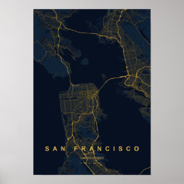 San Francisco California Stiliskt Karttryck Poster