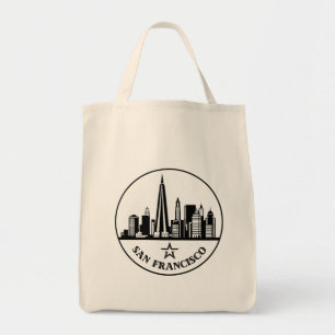 San Francisco California Stylized Skyline Tygkasse