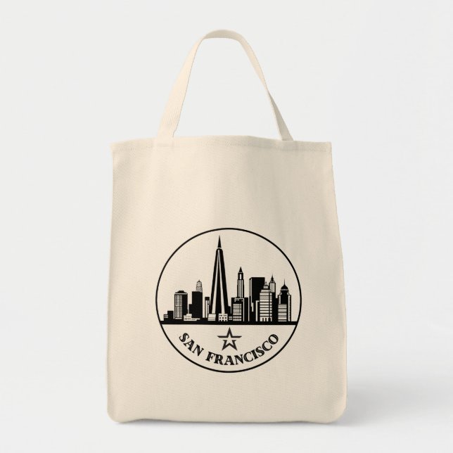 San Francisco California Stylized Skyline Tygkasse (Framsidan)