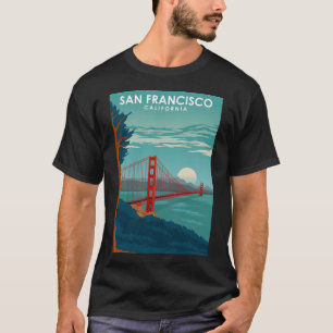 San Francisco California Travel Poster Golden Grin T Shirt
