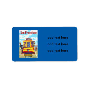 San Francisco California Trolley Car Golden Grind Adressetikett