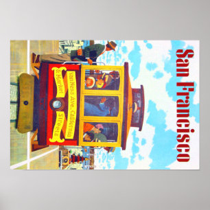 San Francisco California Trolley Car Golden Grind Poster
