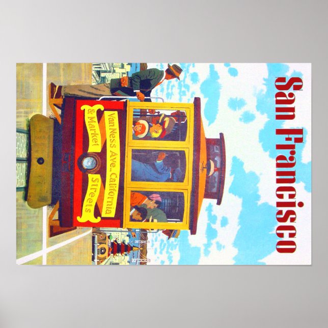 San Francisco California Trolley Car Golden Grind Poster (Framsidan)