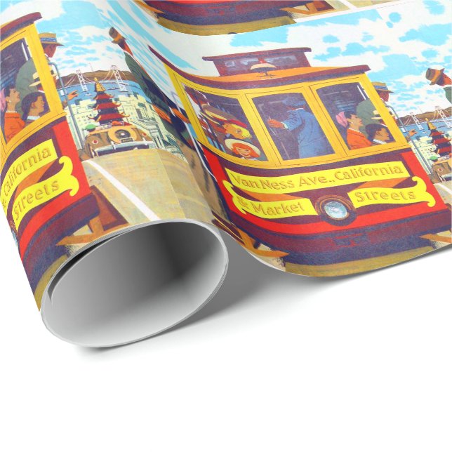 San Francisco California Trolley Car Golden Grind Presentpapper (Rullad Hörn)