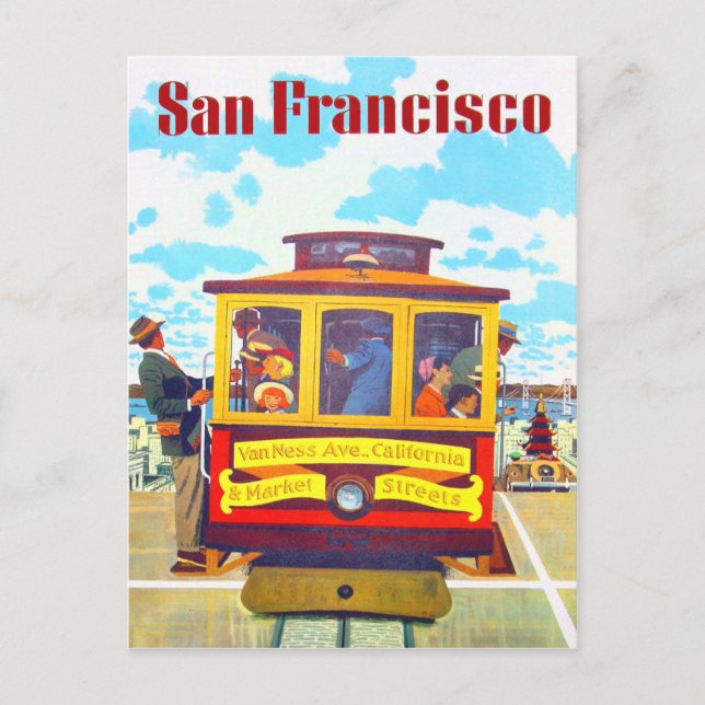 San Francisco California Trolley Car Golden Grind Vykort (Framsida)