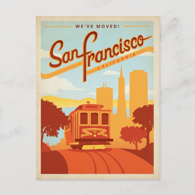 San Francisco, California Trolley | Vi har flyttat Vykort (Framsida)