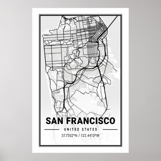 San Francisco California USA City Travel City Kart Poster (Framsidan)