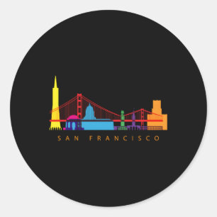 San Francisco California Usa Skyline Runt Klistermärke