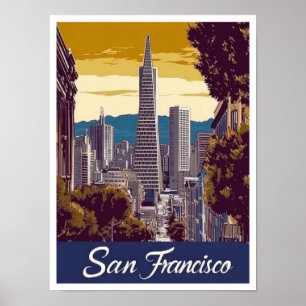 San Francisco California USA Travel Illustration Poster