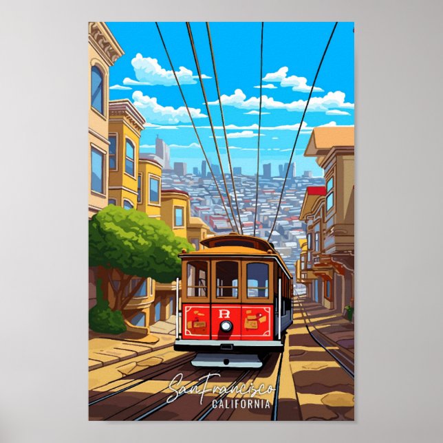 San Francisco California USA Travel Illustration Poster (Framsidan)