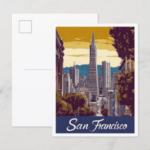 San Francisco California USA Travel Illustration Vykort
