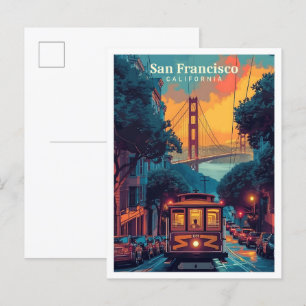 San Francisco California Vintage Art Travel Vykort