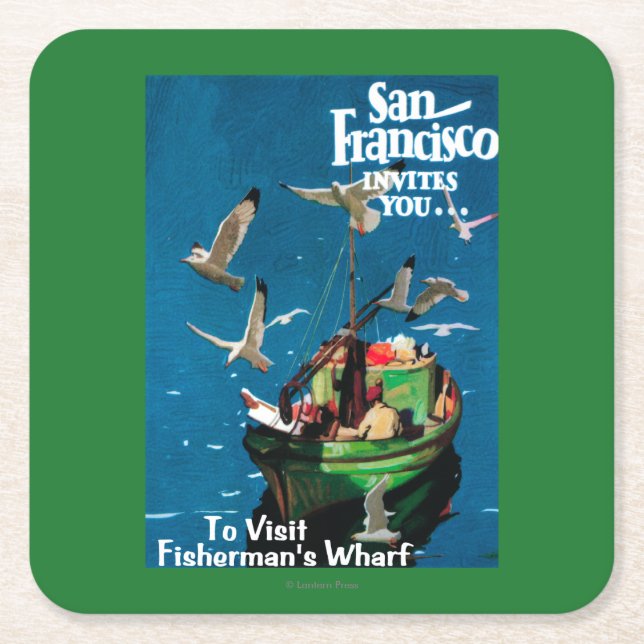 San Francisco CaliforniaFishermans hamnplats Underlägg Papper Kvadrat (Framsidan)