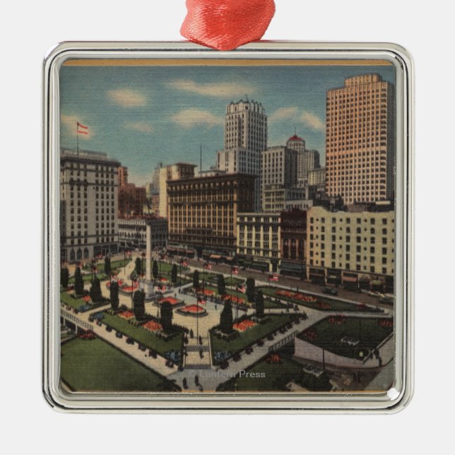 San Francisco CAUnion kvadrerar beskådar Julgransprydnad Metall (Framsidan)