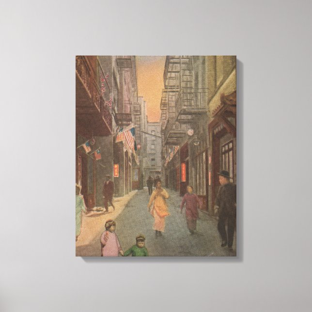 San Francisco, CAView of Old Chinatown Street Canvastryck (Framsida)