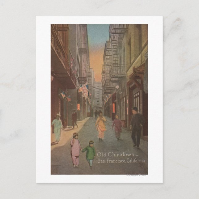 San Francisco, CAView of Old Chinatown Street Vykort (Framsida)