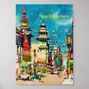 San Francisco Chinatown California Vintage resor Poster
