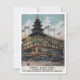 San Francisco Chinatown Sjunga Tjock Oriental Baza Vykort
