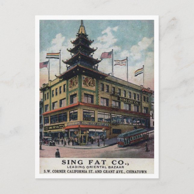 San Francisco Chinatown Sjunga Tjock Oriental Baza Vykort (Framsida)