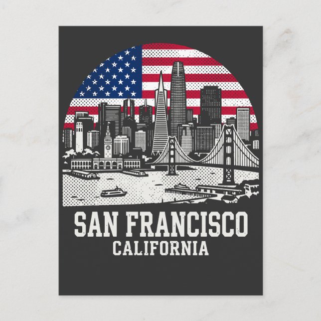 San Francisco City California American Flag Vykort (Framsida)