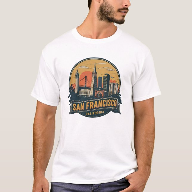 San Francisco City California USA T Shirt (Framsida)