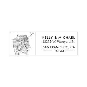 San Francisco City Karta ANPASSNINGSBAR ADRESS Självfärgande Stämpel