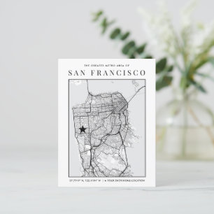 San Francisco City Karta + lokaliseringsmarkör Vykort