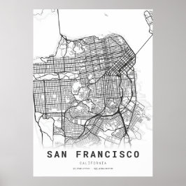 San Francisco City Karta Poster