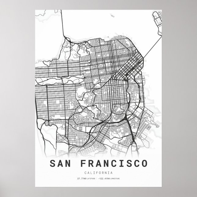 San Francisco City Karta Poster (Framsidan)