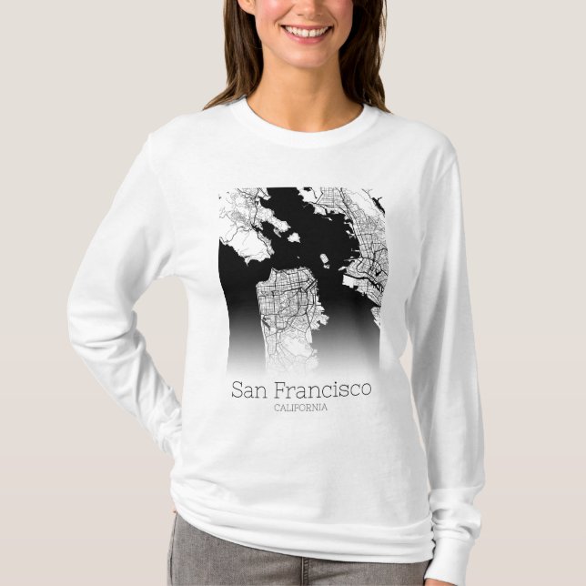 San Francisco City Karta T Shirt (Framsida)