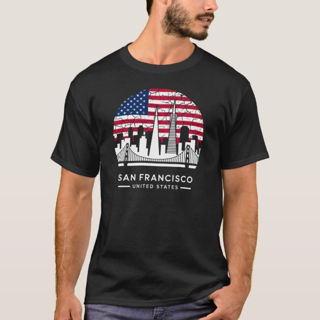 San Francisco City United Stater Flagga T Shirt (Framsida)