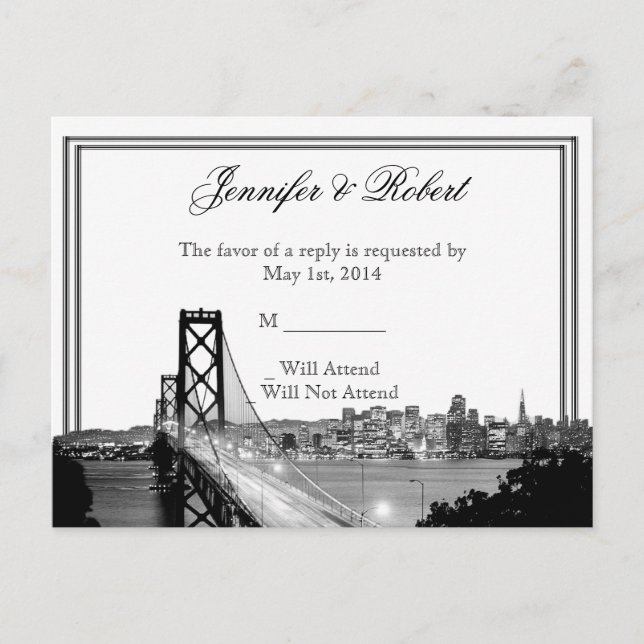 San Francisco Destination Wedding OSA Postcard Inbjudan Vykort (Framsida)