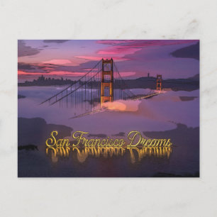"San Francisco Drömmar" Golden Gate Bridge Solnedg Helg Vykort