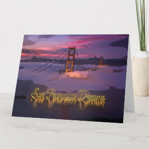 "San Francisco Drömmar" Golden Gate Bridge Solnedg Kort
