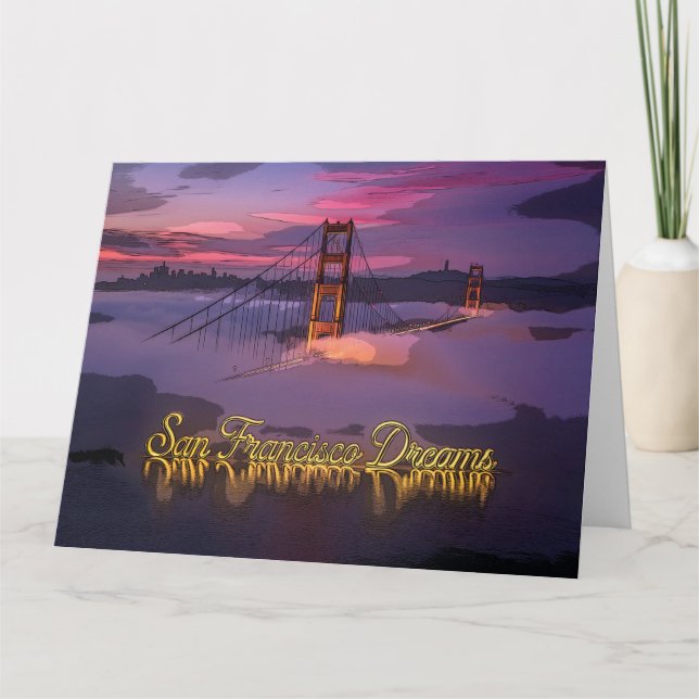 "San Francisco Drömmar" Golden Gate Bridge Solnedg Kort (Framsida)